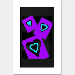 Hearts in Black Turquoise and Purple Var 4 Alternate Options Posters and Art